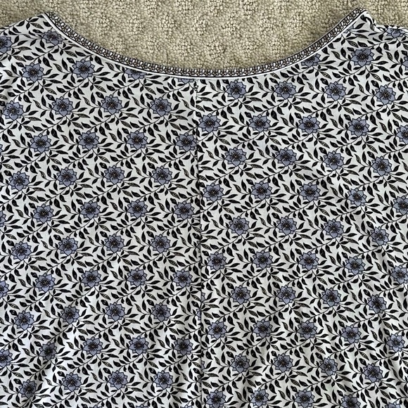 Max Studio Floral Print Ruffle Sleeve Top/Blouse White/Blue 2X Casual Feminine - Picture 9 of 13